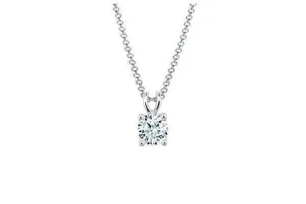 0.75 Carat Round Brilliant Cut White Gold Diamond Halo Pendant