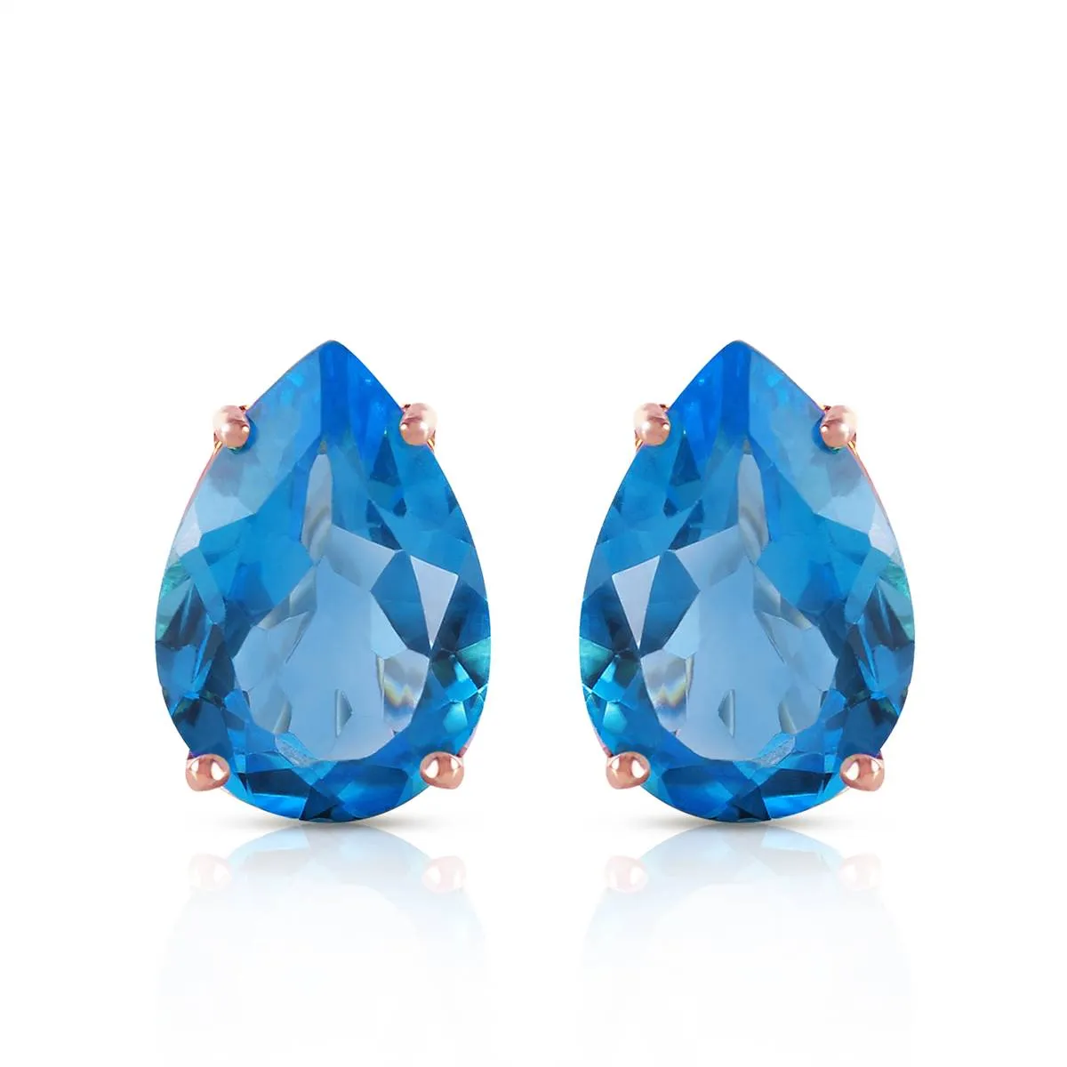 10 Carat 14K Solid Rose Gold Pear Shape Blue Topaz Earrings