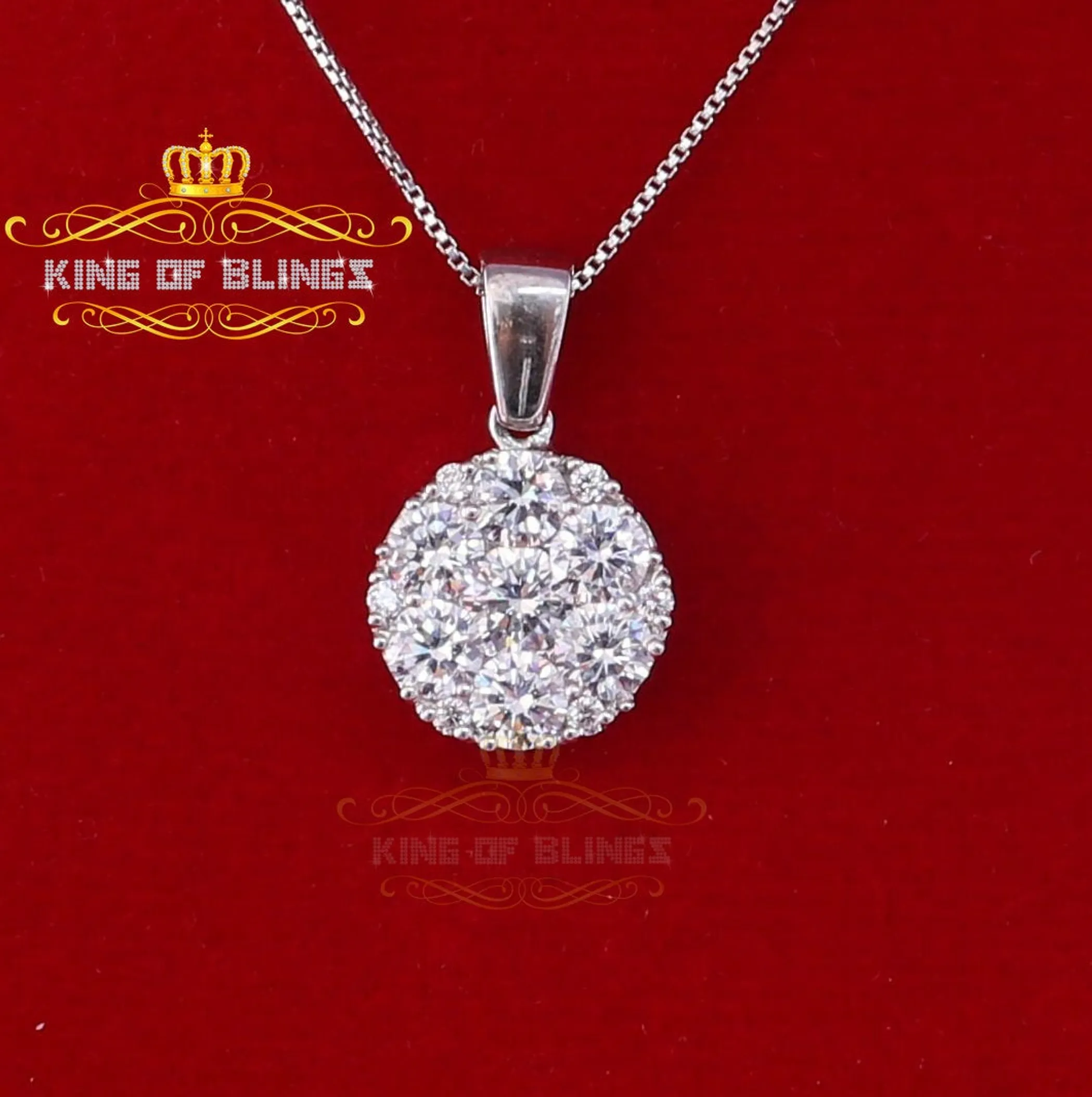 10K White Gold Finish Silver Pendant with Lab Created Diamonds