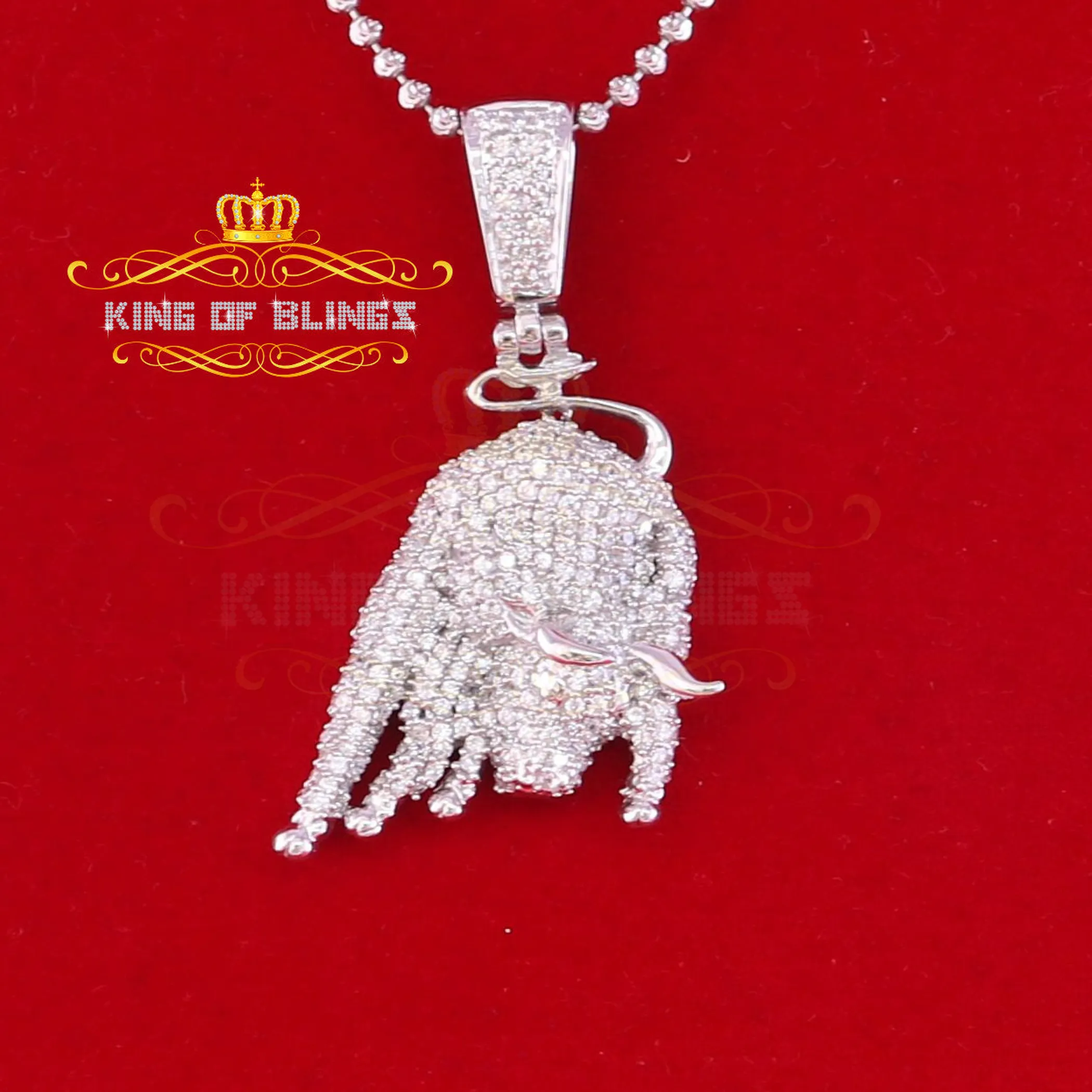 10K White Gold Finish Silver Pendant with Lab Created Diamonds