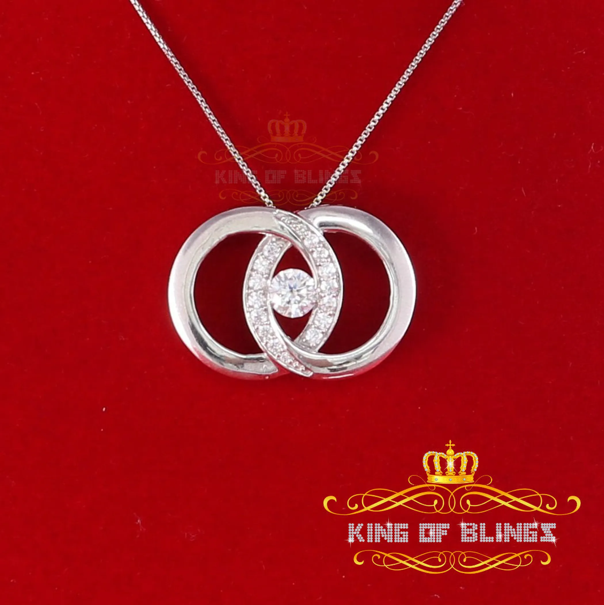 10K White Gold Finish Silver Pendant with Lab Created Diamonds