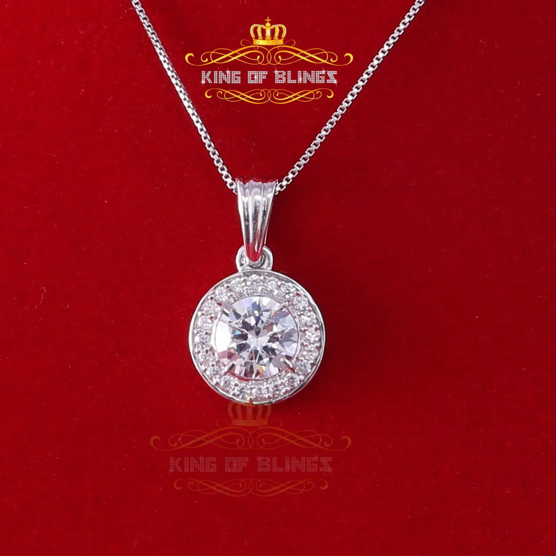 10K White Gold Finish Silver Pendant with Lab Created Diamonds