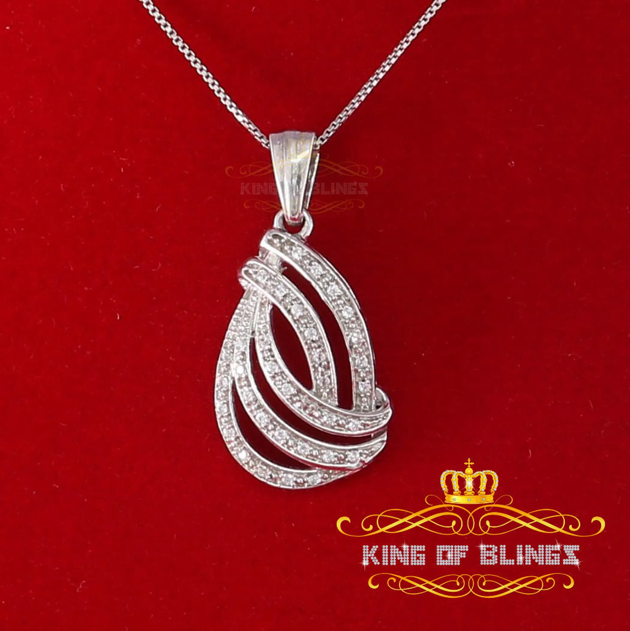 10K White Gold Finish Silver Pendant with Lab Created Diamonds