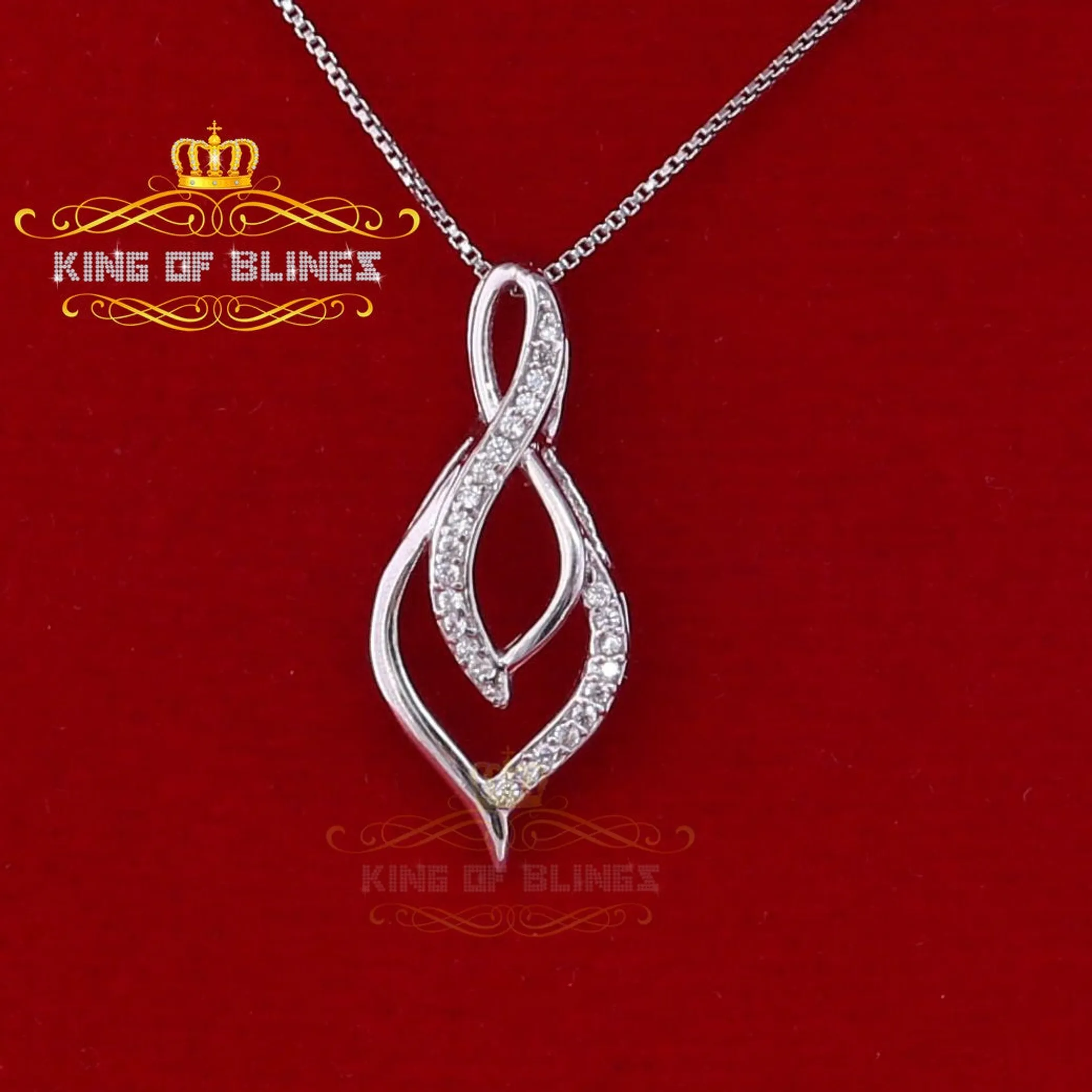 10K White Gold Finish Silver Pendant with Lab Created Diamonds