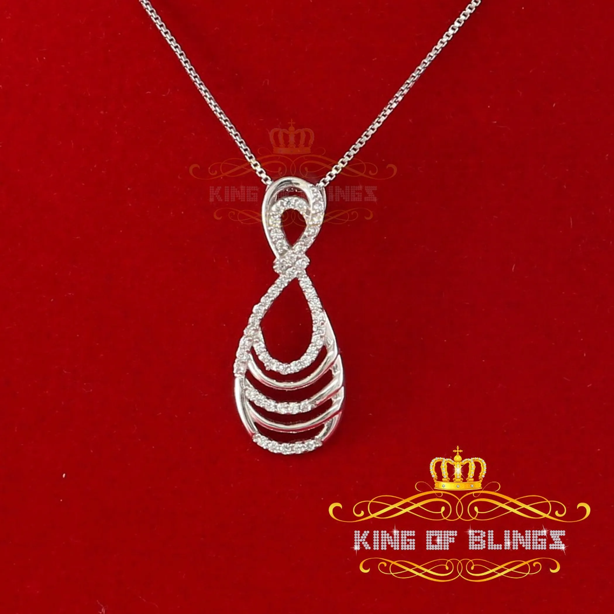 10K White Gold Finish Silver Pendant with Lab Created Diamonds