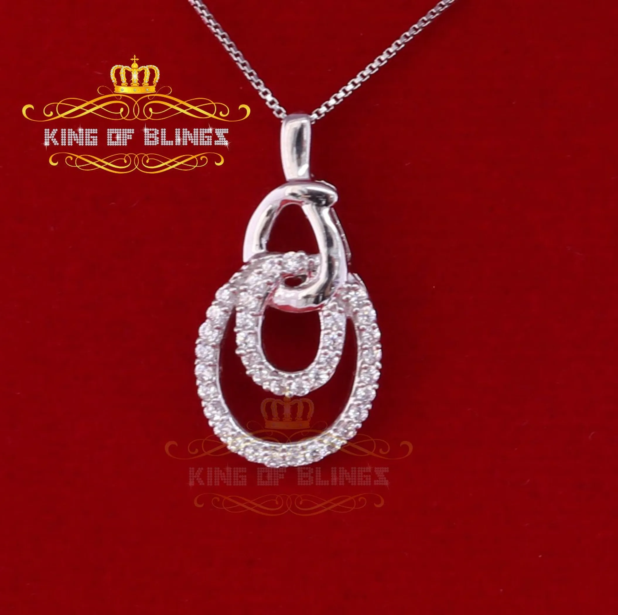 10K White Gold Finish Silver Pendant with Lab Created Diamonds