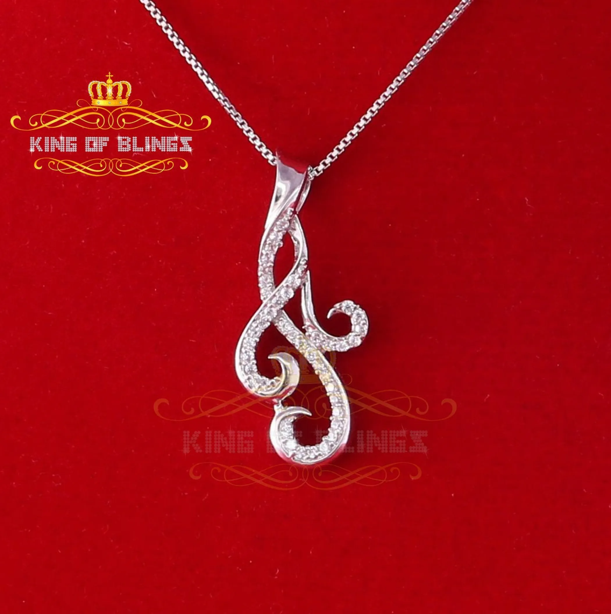 10K White Gold Finish Silver Pendant with Lab Created Diamonds