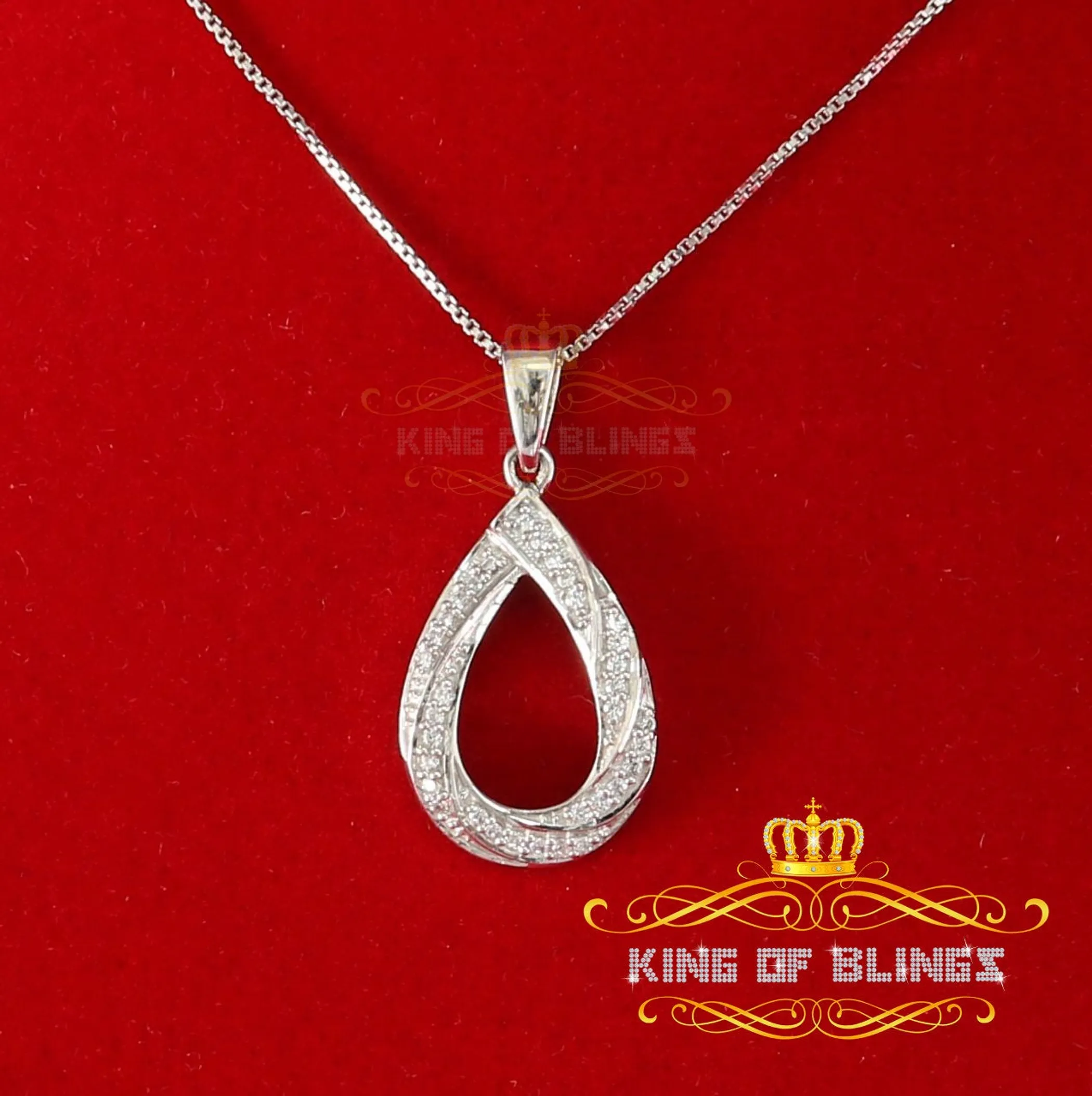 10K White Gold Finish Silver Pendant with Lab Created Diamonds