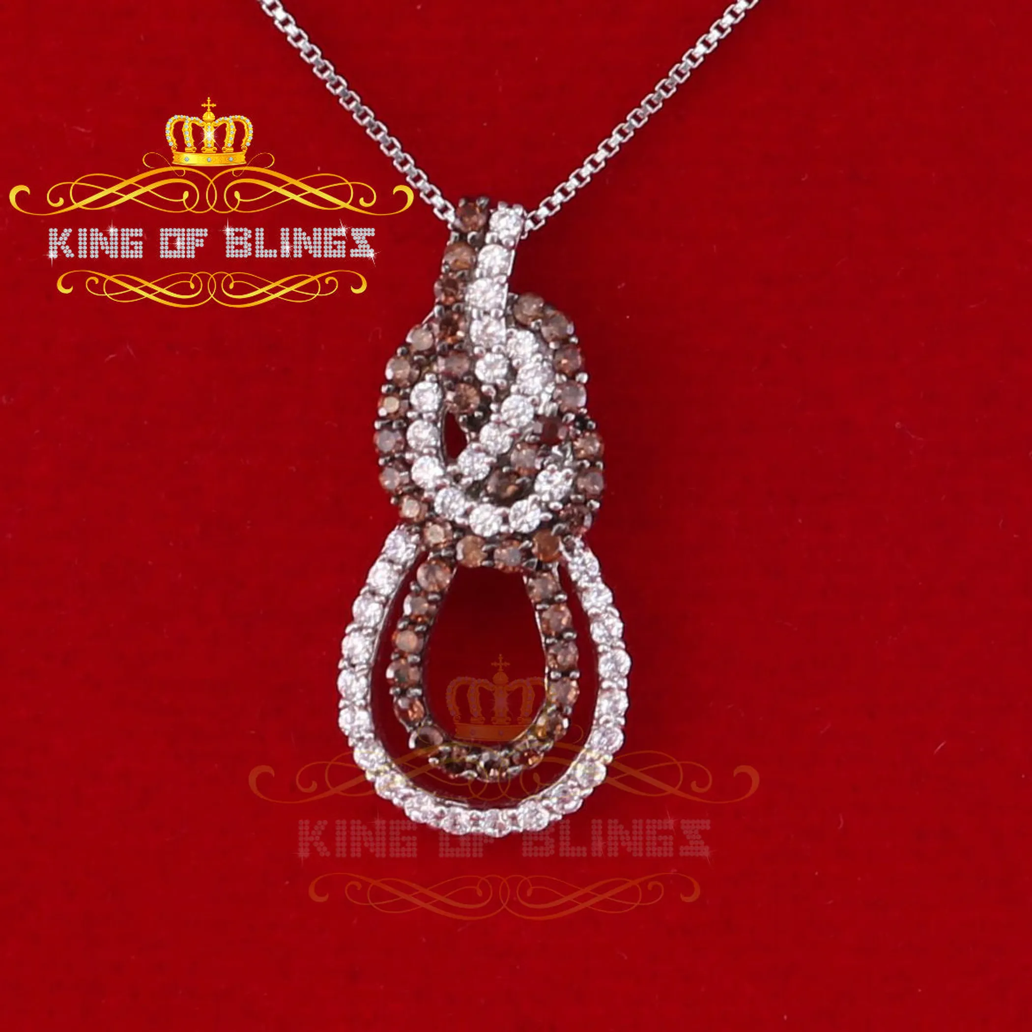 10K White Gold Finish Silver Pendant with Lab Created Diamonds