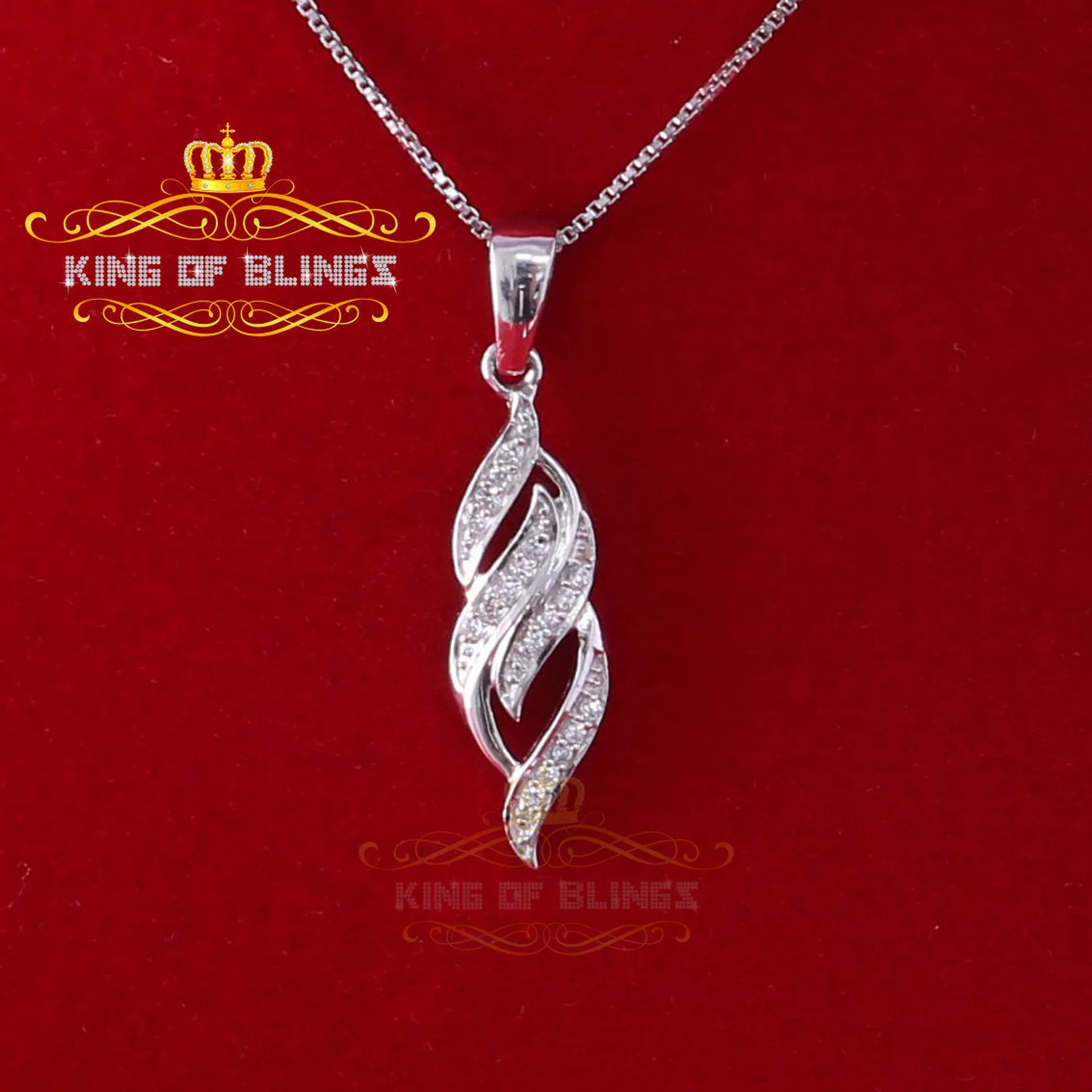 10K White Gold Finish Silver Pendant with Lab Created Diamonds