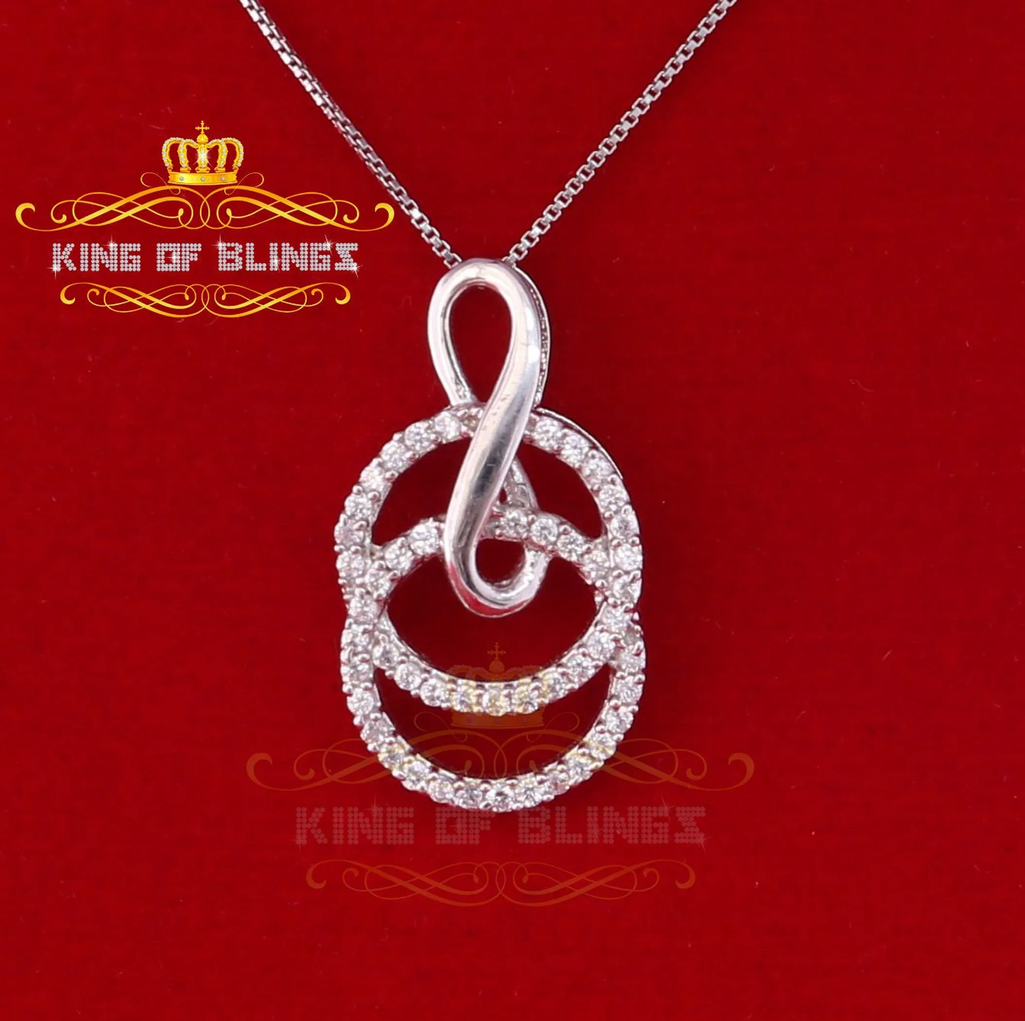 10K White Gold Finish Silver Pendant with Lab Created Diamonds