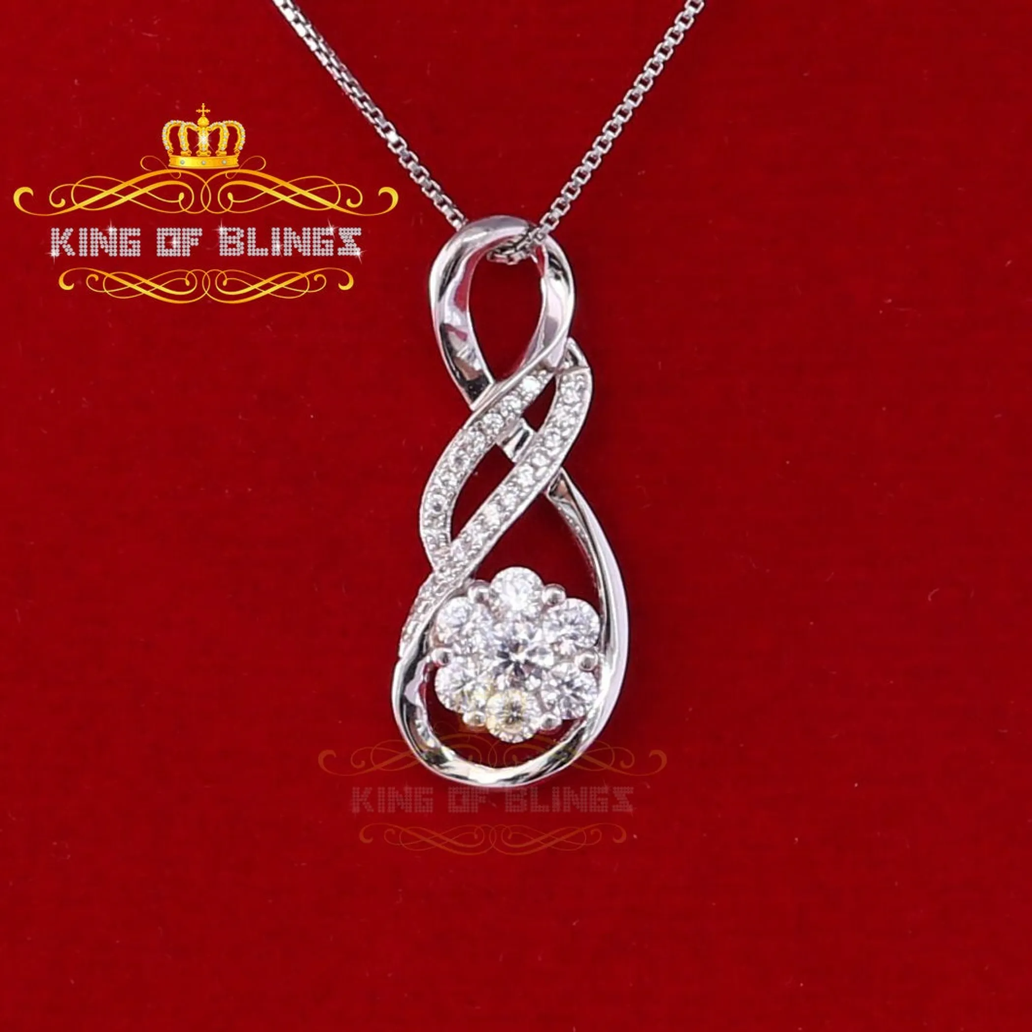 10K White Gold Finish Silver Pendant with Lab Created Diamonds