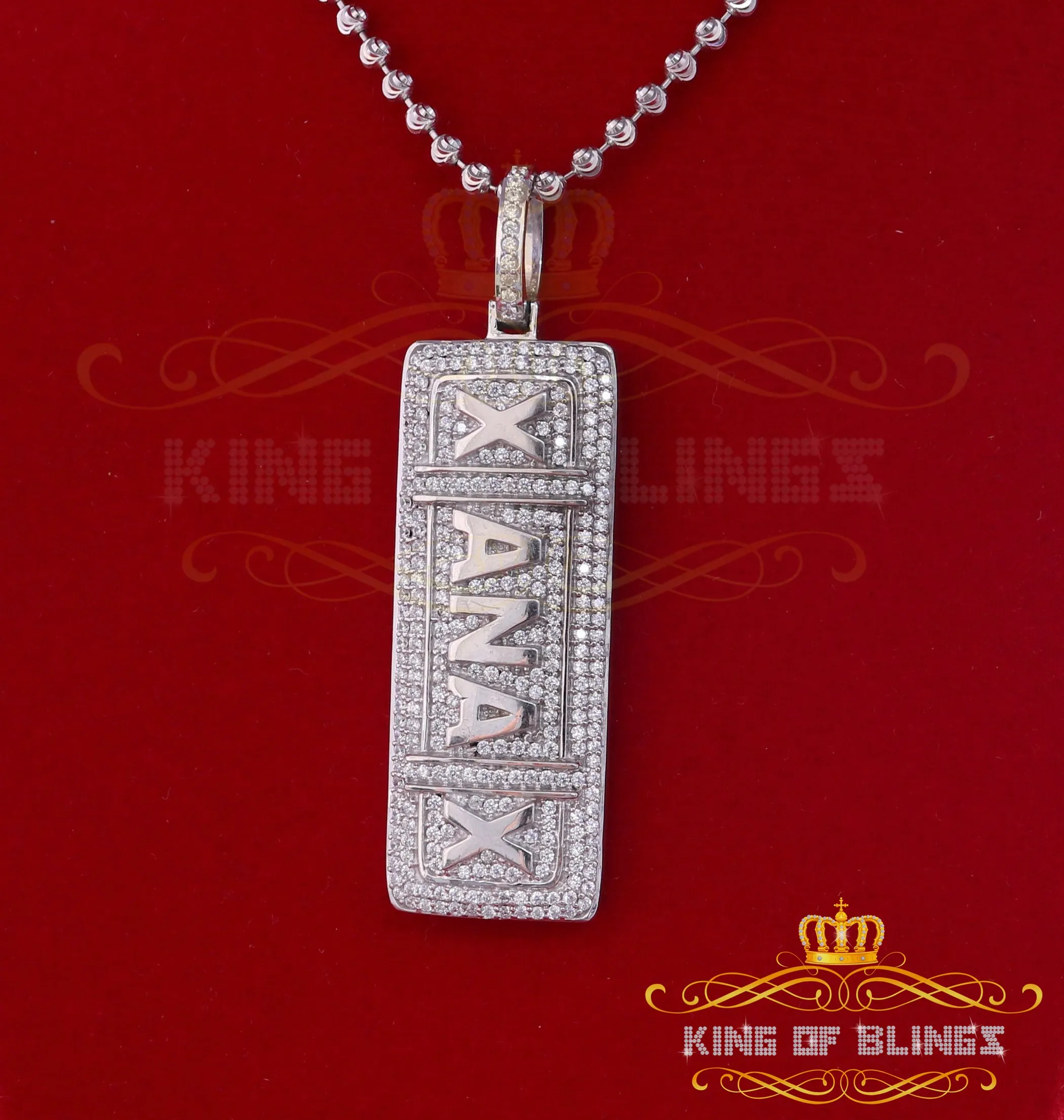 10K White Gold Finish Silver Pendant with Lab Created Diamonds