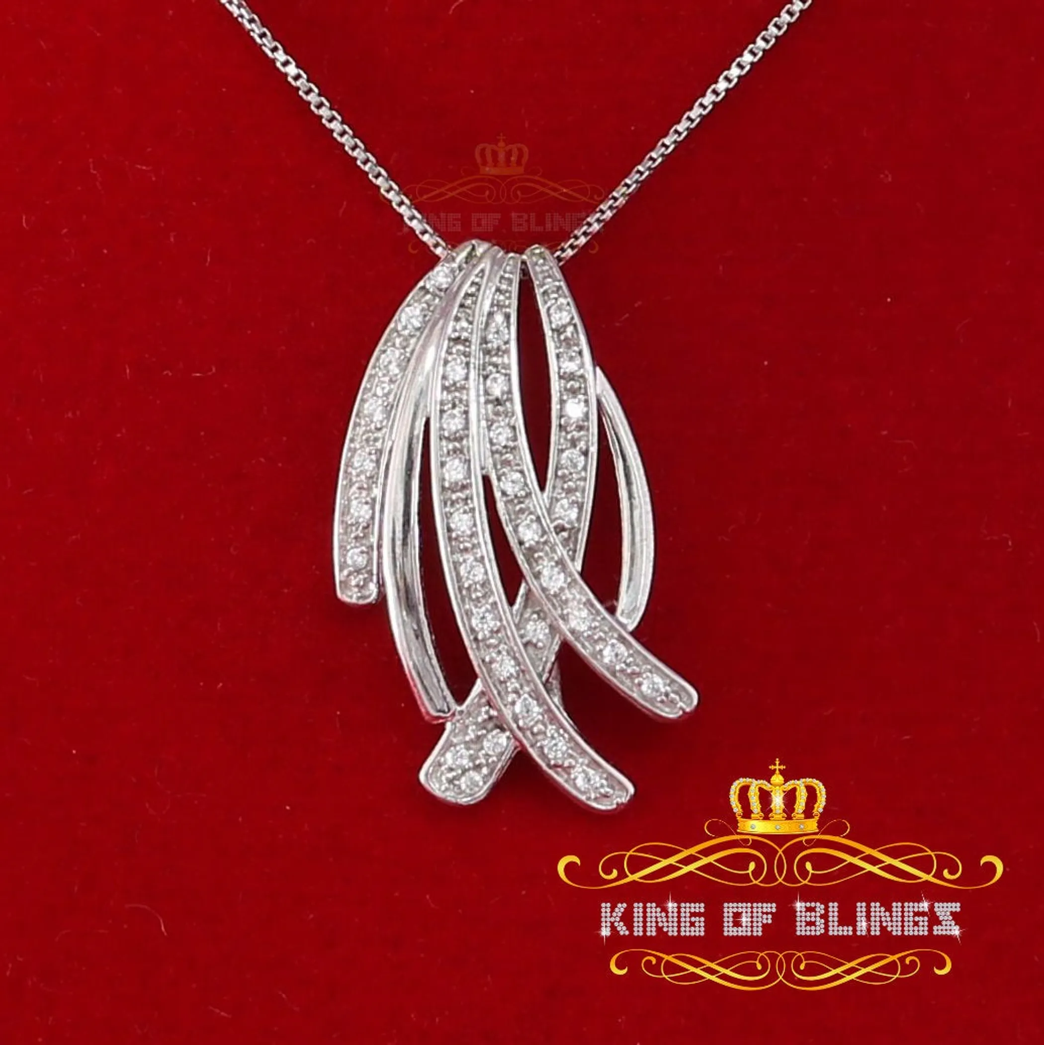 10K White Gold Finish Silver Pendant with Lab Created Diamonds