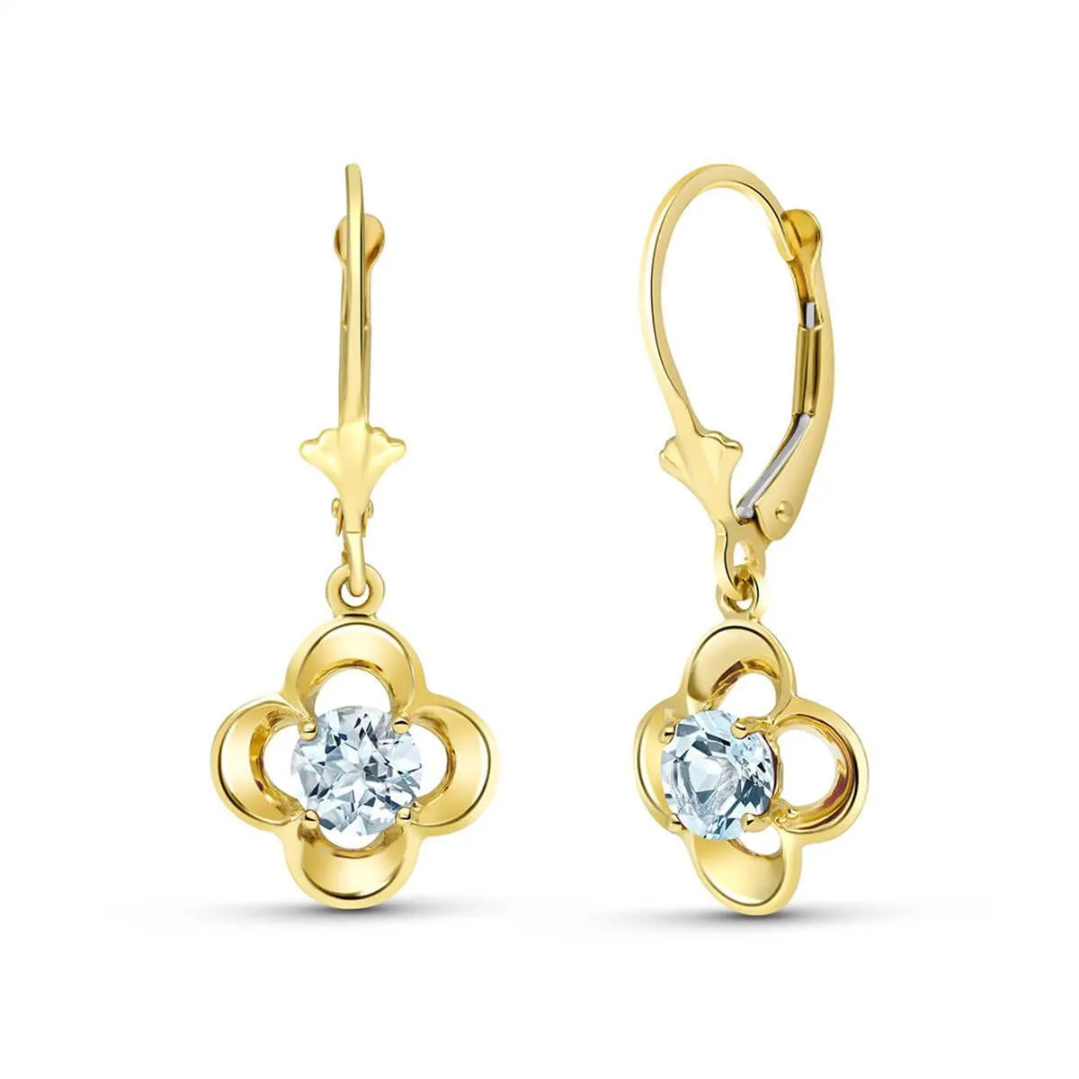 1.1 Carat 14K Solid Yellow Gold Venus Aquamarine Earrings