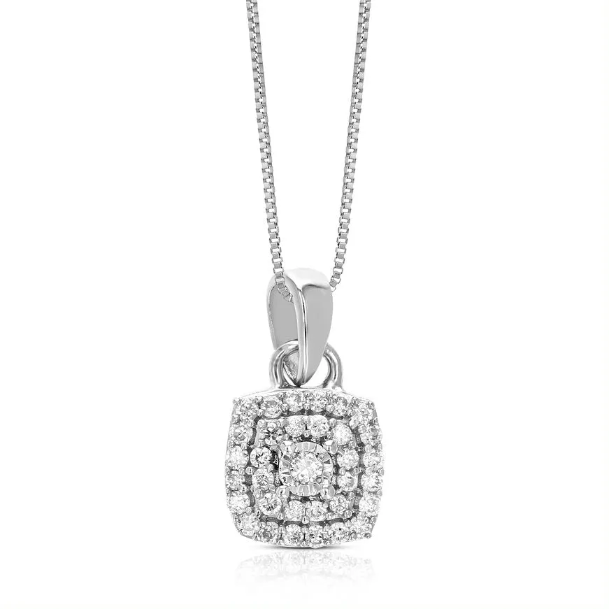 1/16 cttw Lab Grown Diamond Fashion Pendant Necklaces in Silver