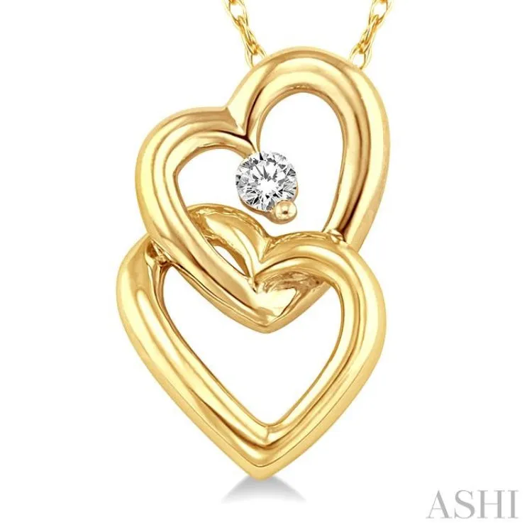 1/20 Ctw Round Cut Diamond Pendant in 10K Yellow Gold with Chain