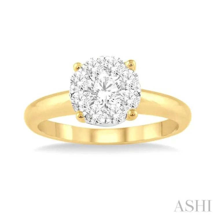 1/4 Ctw Lovebright Round Cut Diamond Ring in 14K Yellow and White Gold