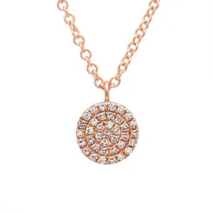 14k Rose Gold Diamond Disc Pendant