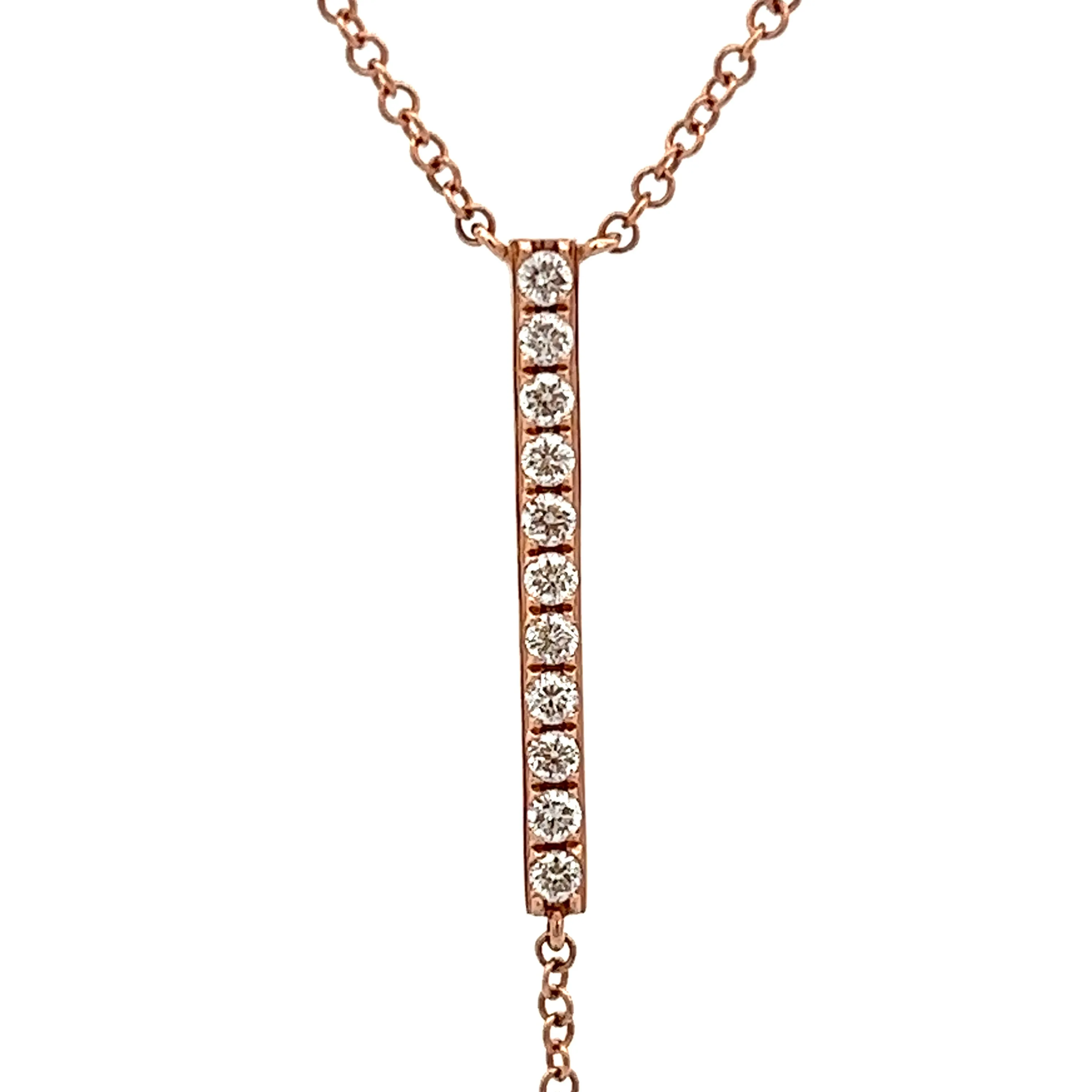 14k Rose Gold Diamond Lariat Necklace