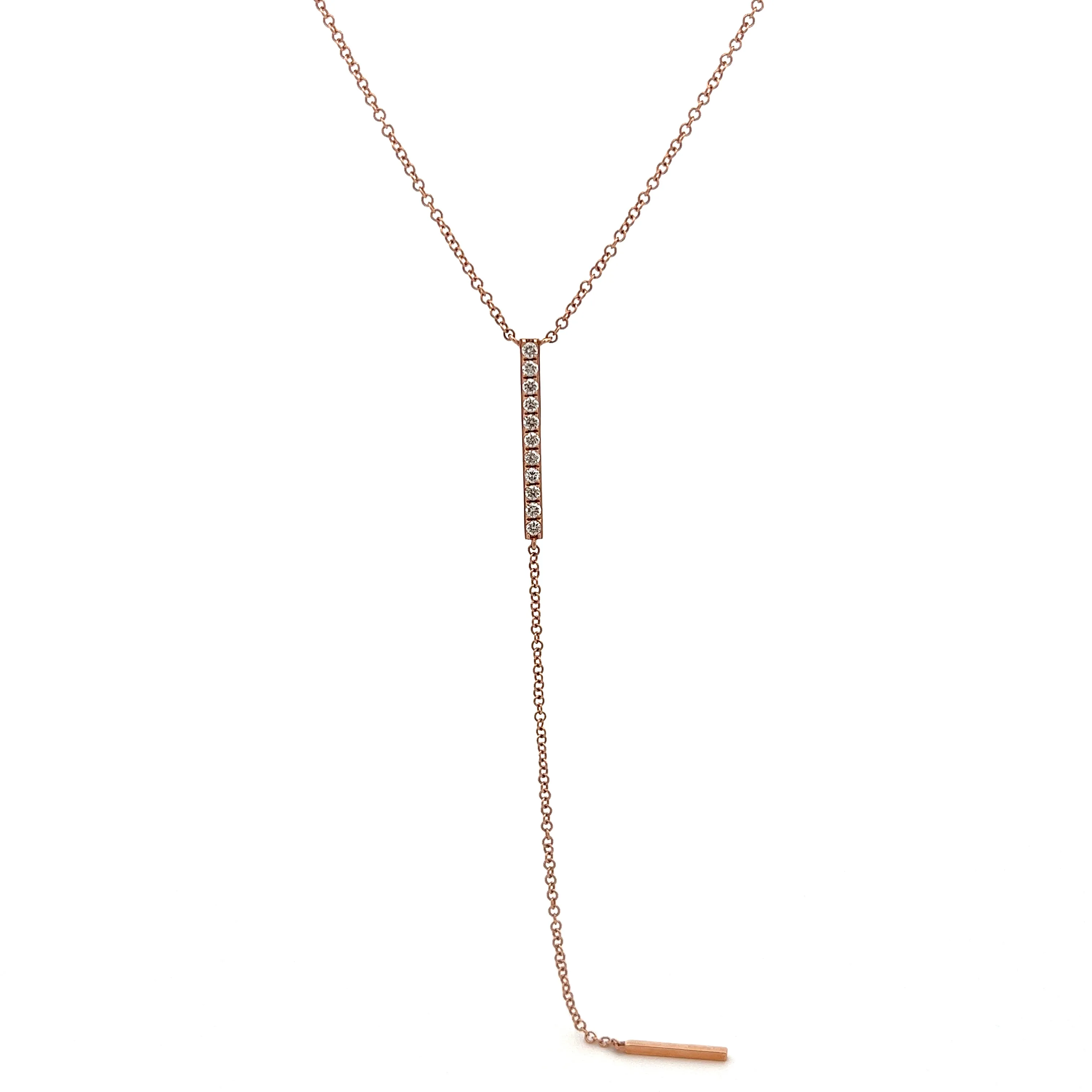 14k Rose Gold Diamond Lariat Necklace