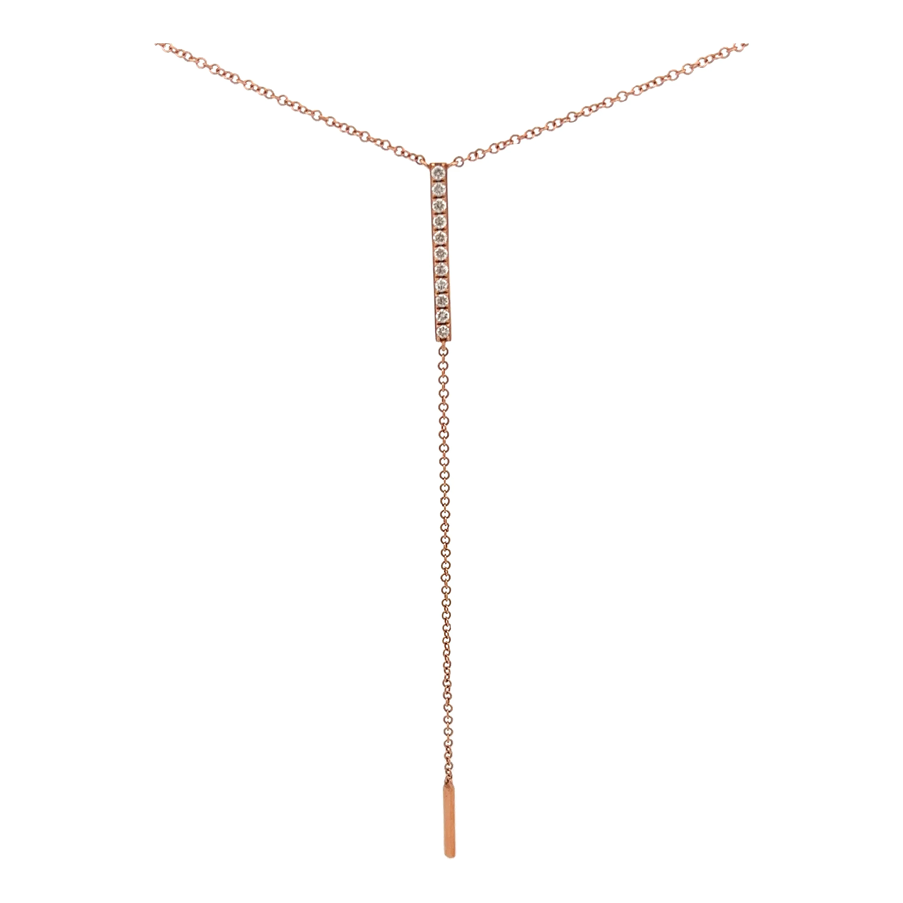 14k Rose Gold Diamond Lariat Necklace