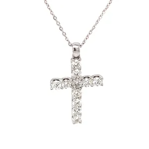 14k White Gold Diamond Cross and Chain