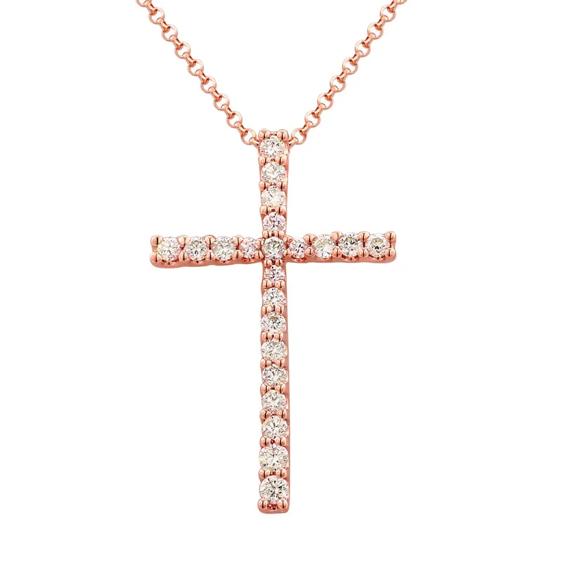 14k White Gold Diamond Cross