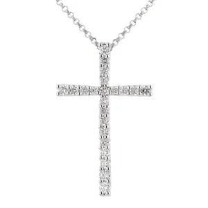 14k White Gold Diamond Cross