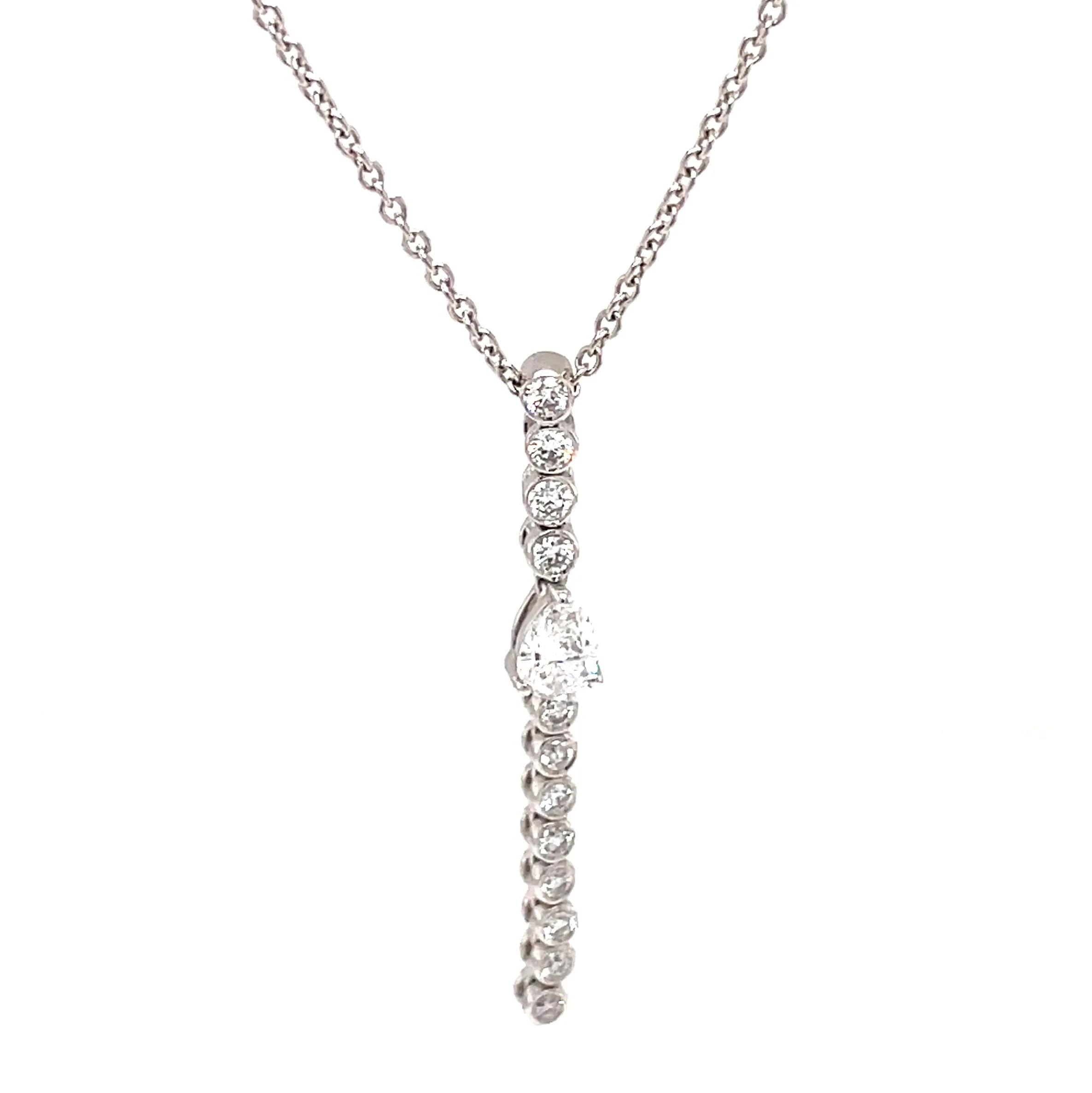 14k White Gold Pear Shape Diamond Necklace