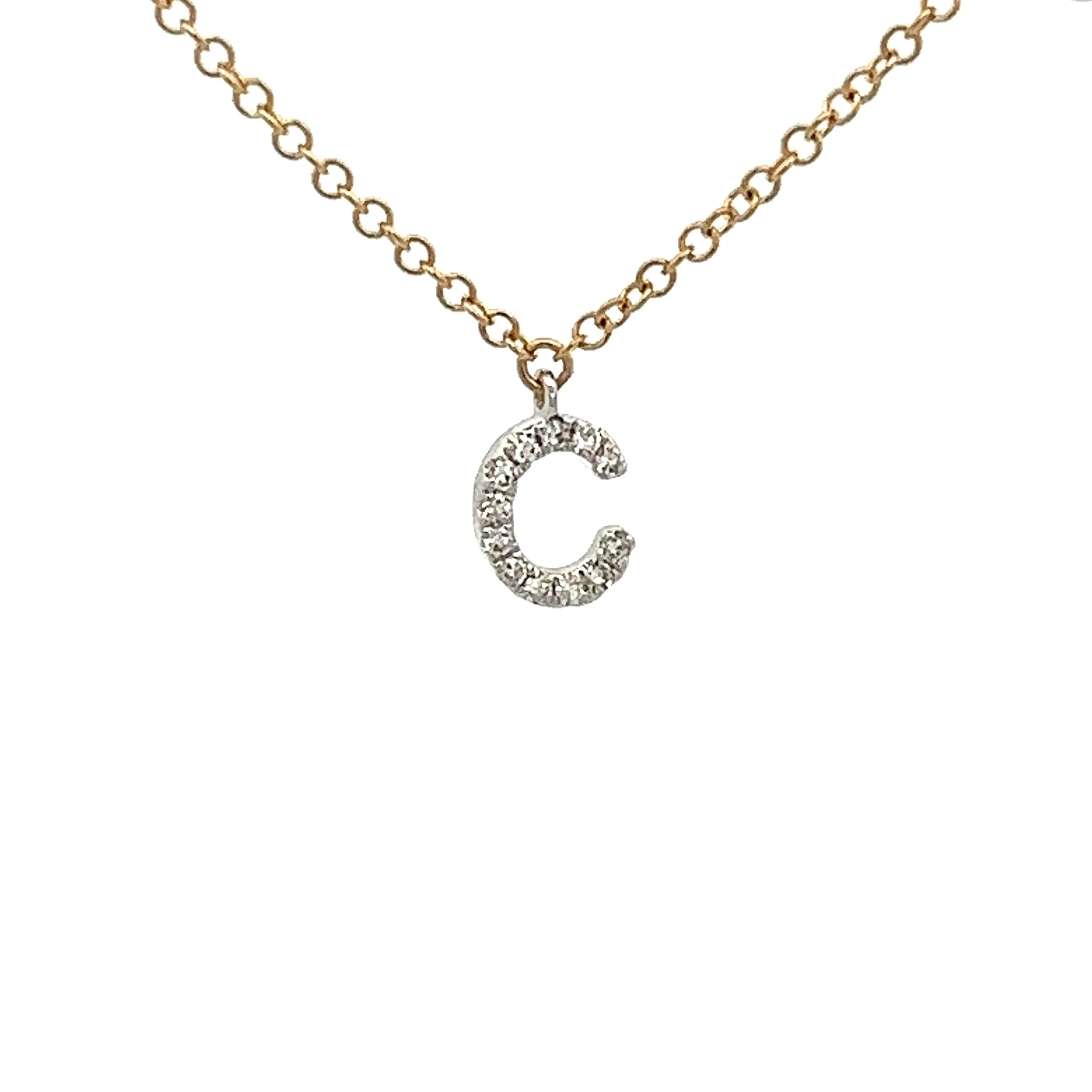 14k Yellow Gold 'C' Diamond Pendant