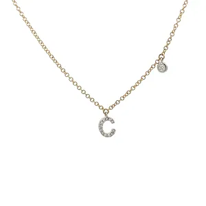 14k Yellow Gold 'C' Diamond Pendant