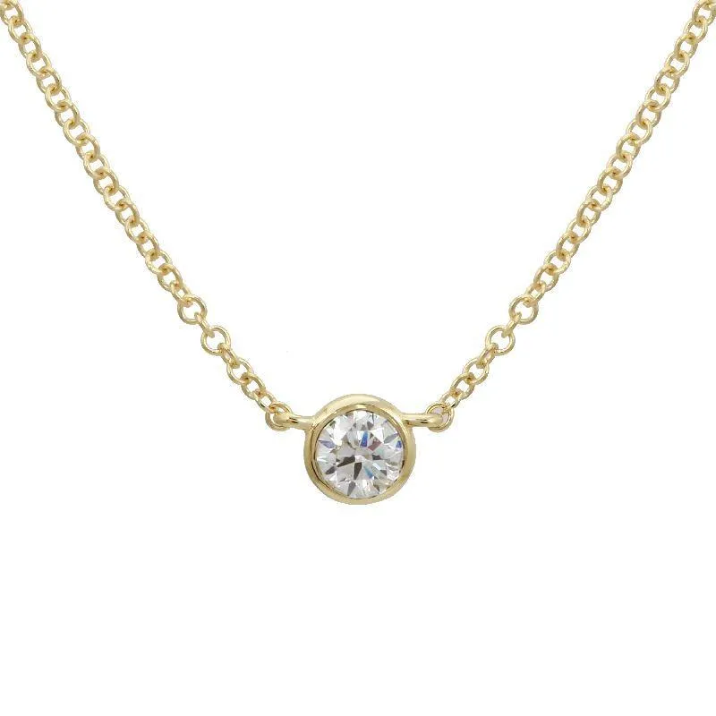 14k Yellow Gold Diamond Pendant Necklace