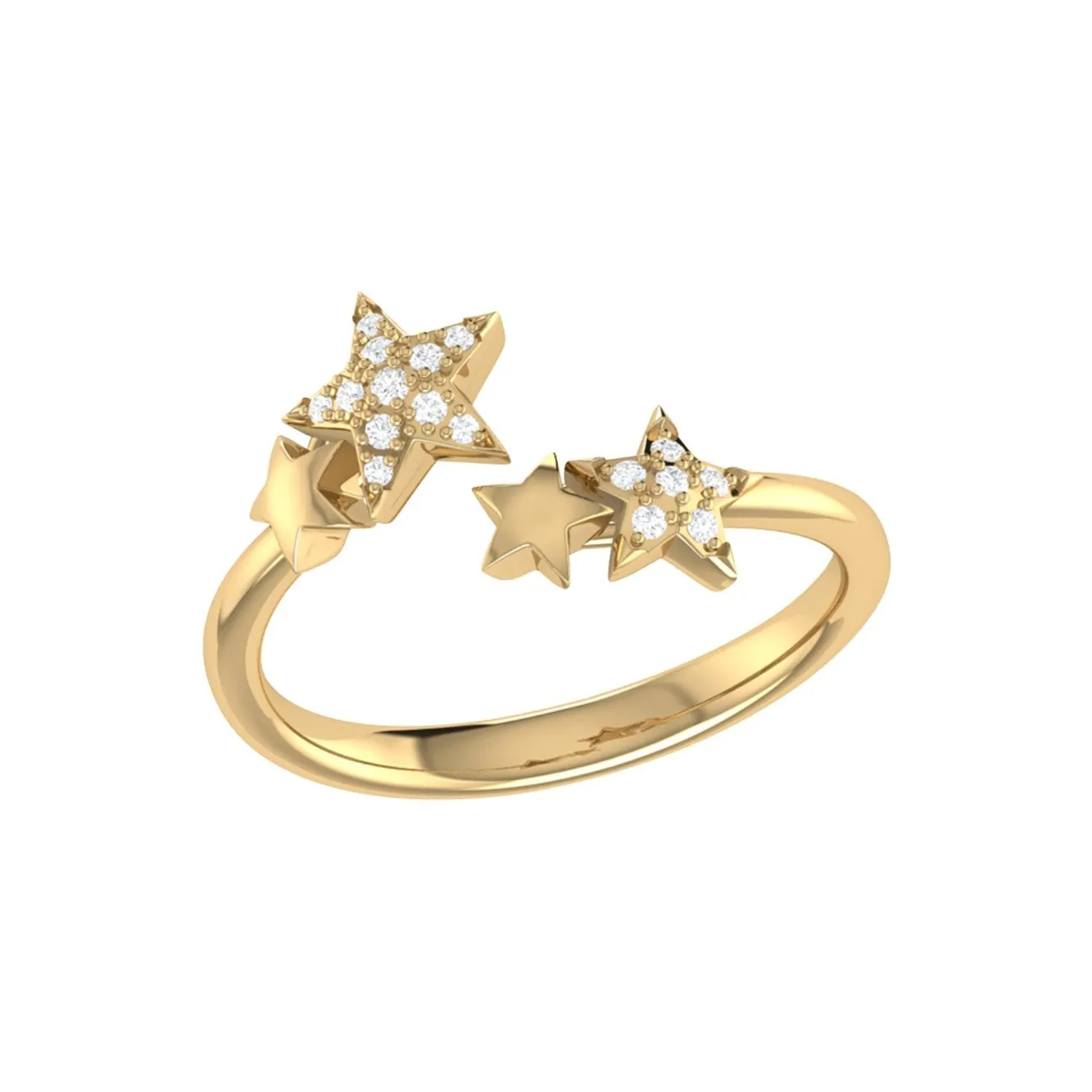 14K Yellow Gold Vermeil Dazzling Star Couples Diamond Open Ring