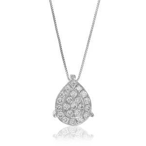 1/5 cttw Lab Grown Diamond Pear Pendant Necklaces Sterling Silver