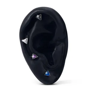 16G Titanium Internally Threaded Crystal CZ Triangle Cartilage Stud Collection