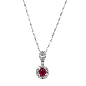 18ct White Gold .60ct Ruby & Diamond Pendant