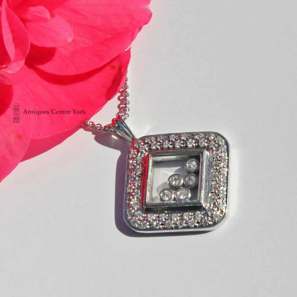 18ct White Gold Floating Diamond Pendant