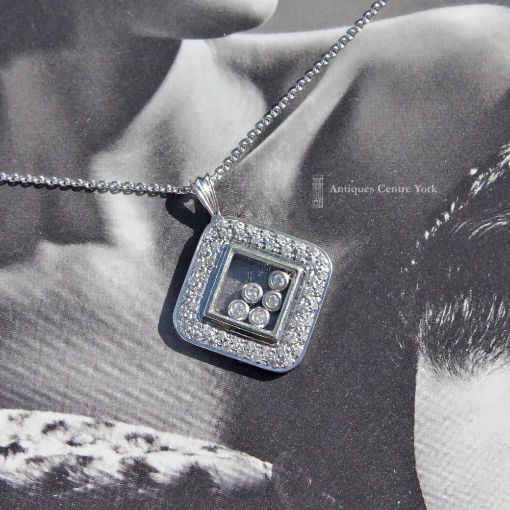 18ct White Gold Floating Diamond Pendant