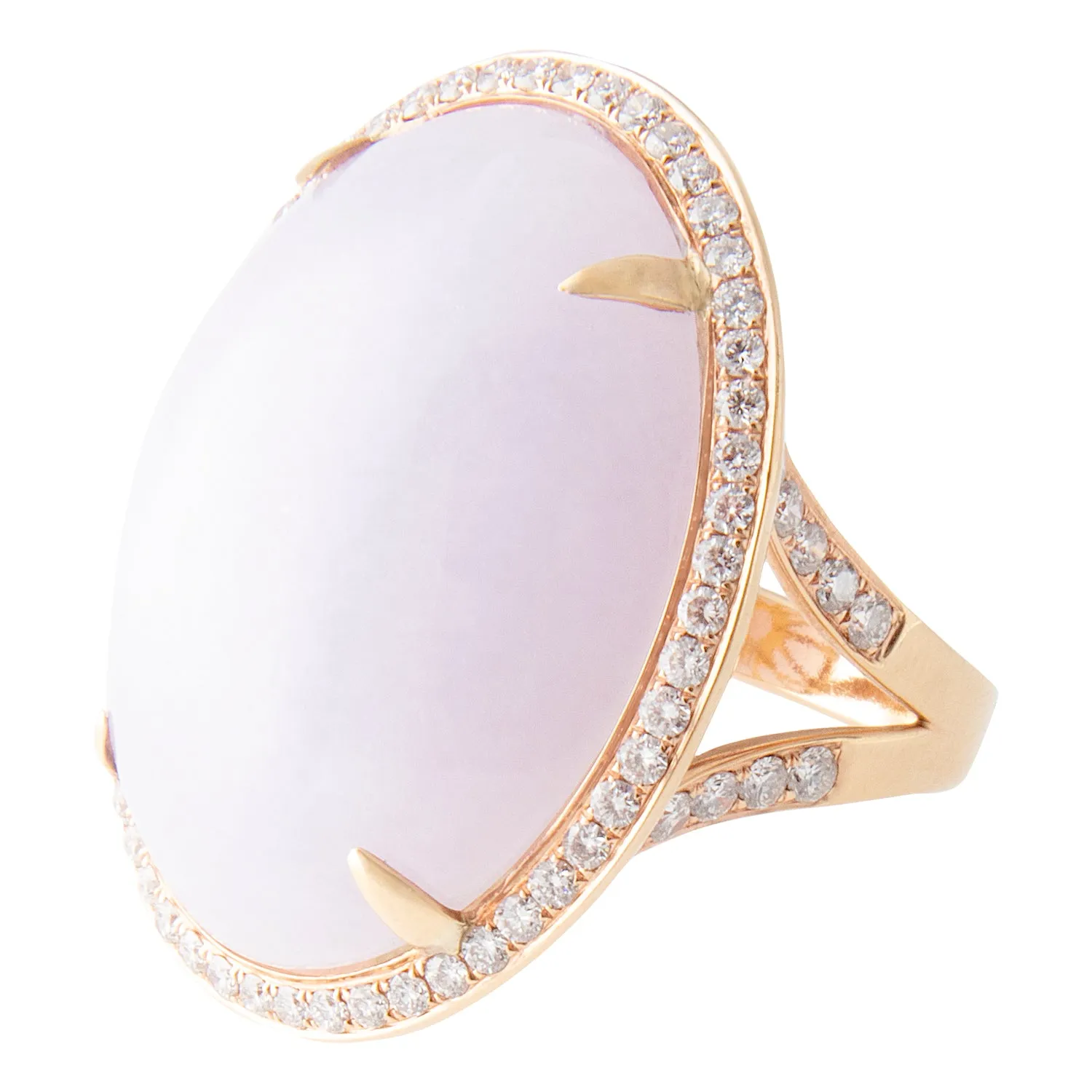 18k Rose Gold Diamond & Lavender Jade Statement Ring