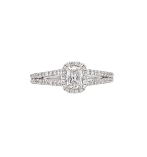 18K White Cushion Diamond 0.25Ct Halo Engagement Ring