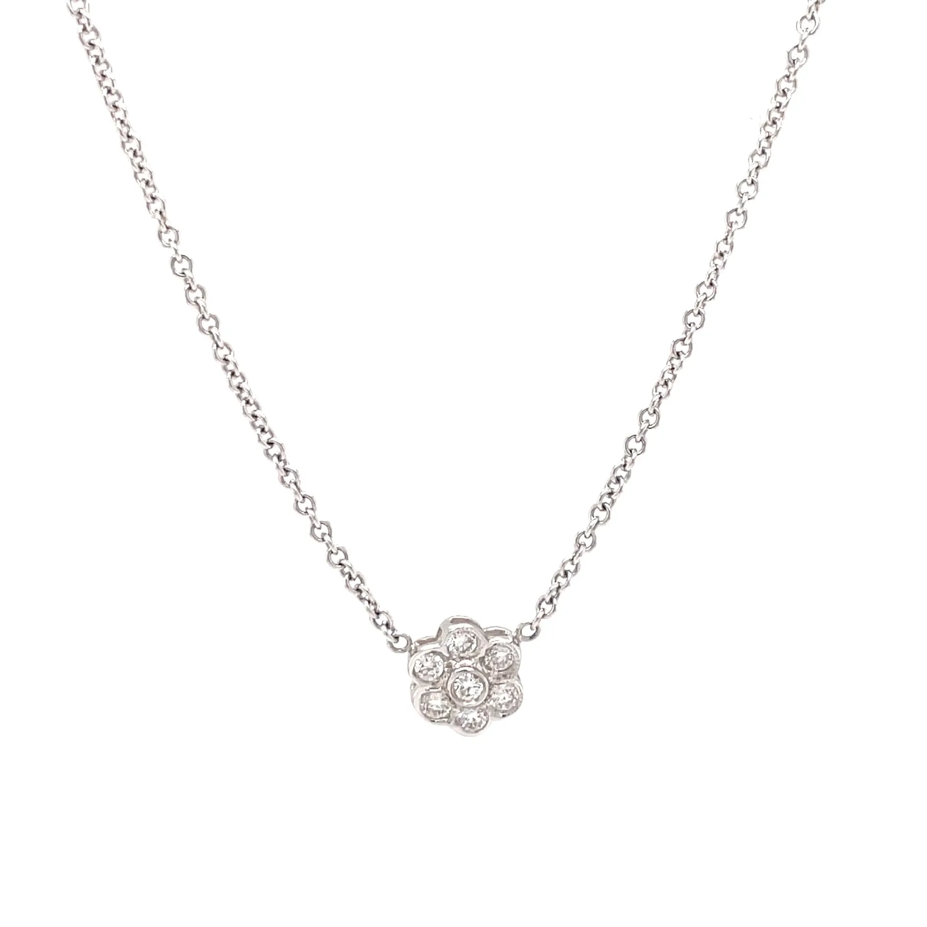 18k White Gold and Yellow Gold Diamond Flower Pendant