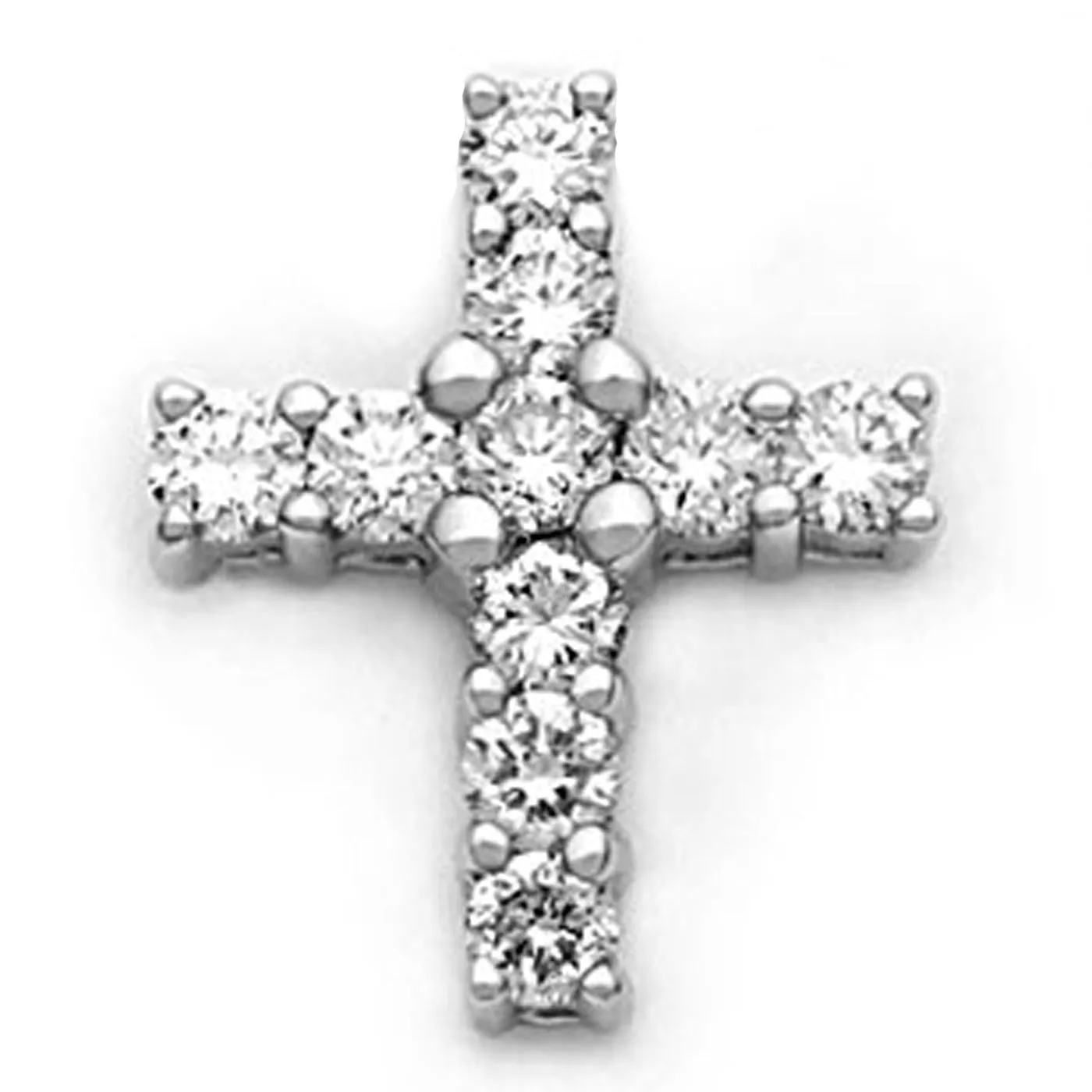 18k White Gold Diamond Cross Pendant