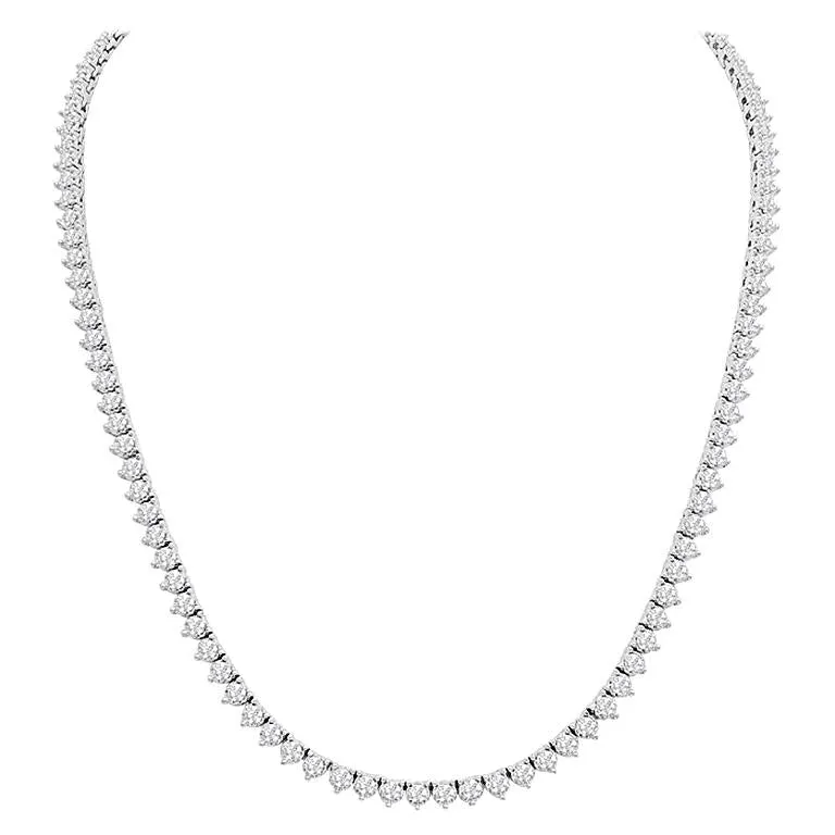 18k White Gold Diamond Tennis Necklace- 10.02ct