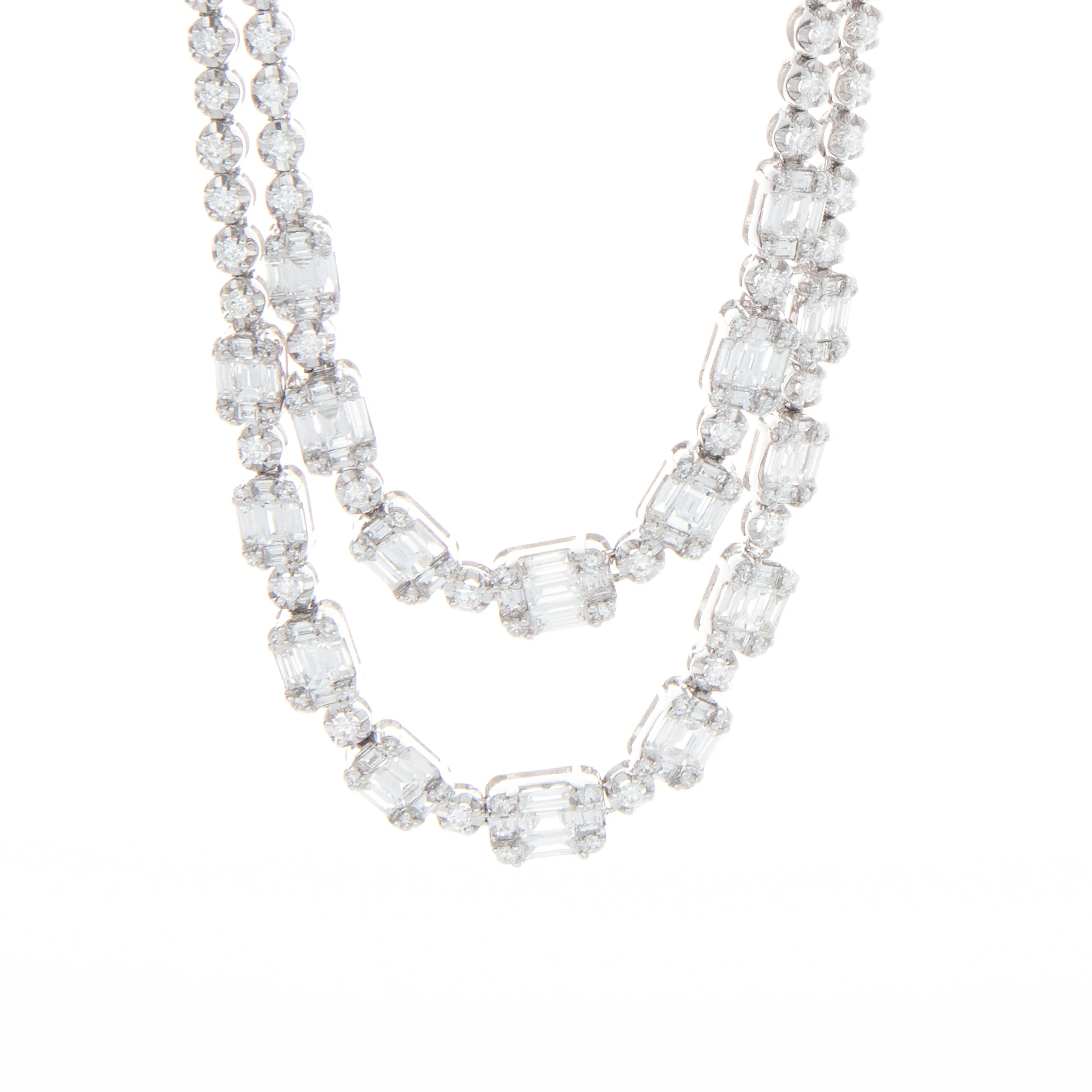 18k White Gold Double Layer Necklace