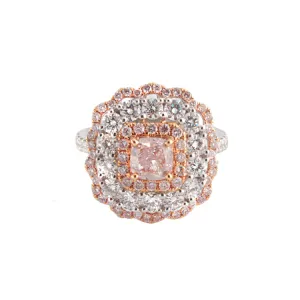 18k White Gold White & Pink Diamond Ring