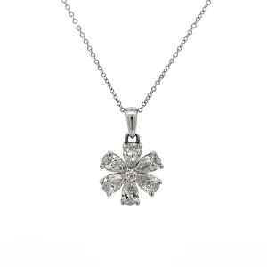 1.92ct 18K White Gold Diamond Flower Pendant