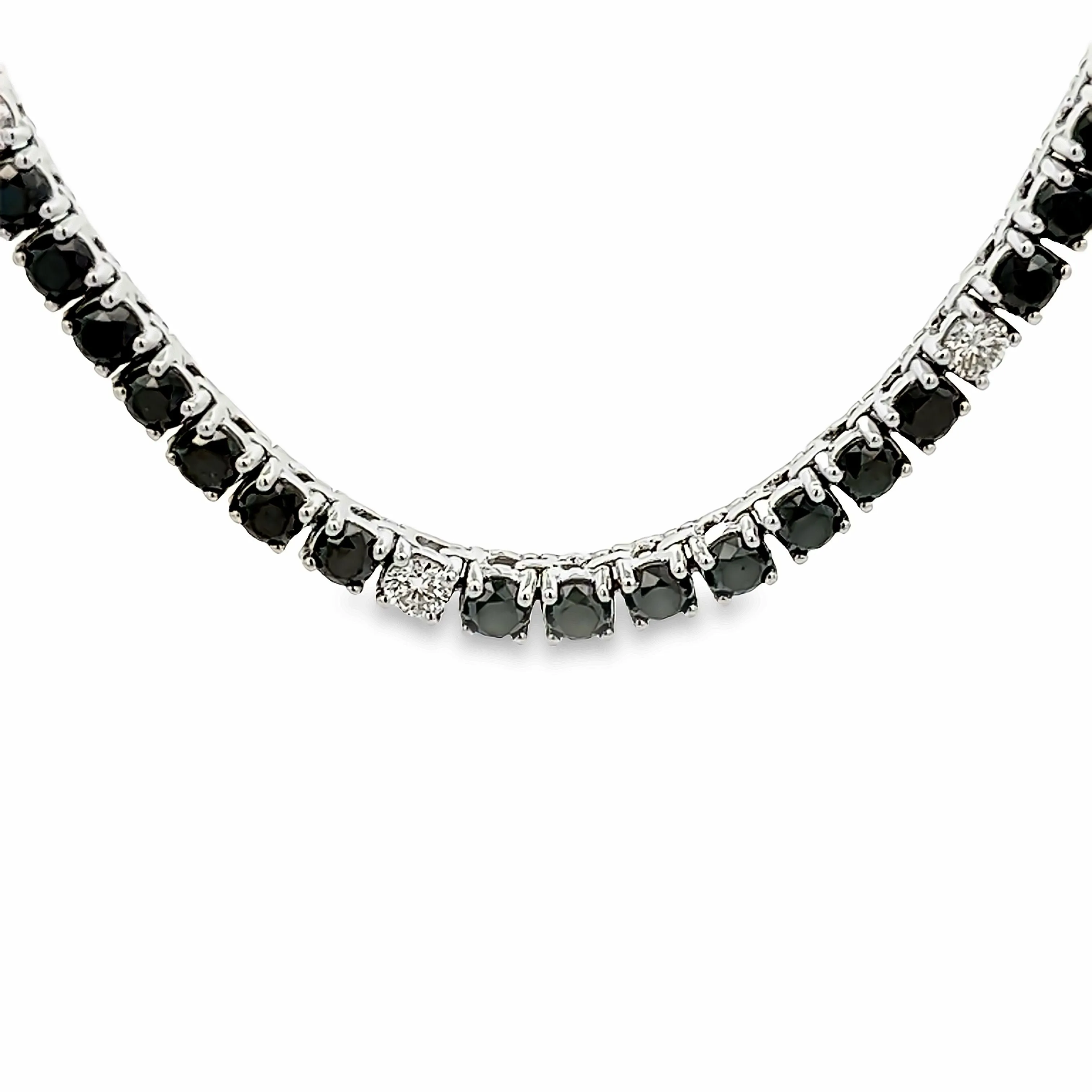 26.12ct 14k White Gold Black and White Diamond Necklace