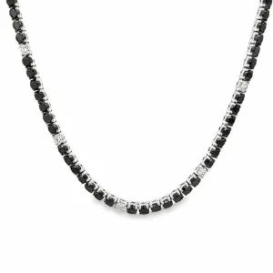 26.12ct 14k White Gold Black and White Diamond Necklace