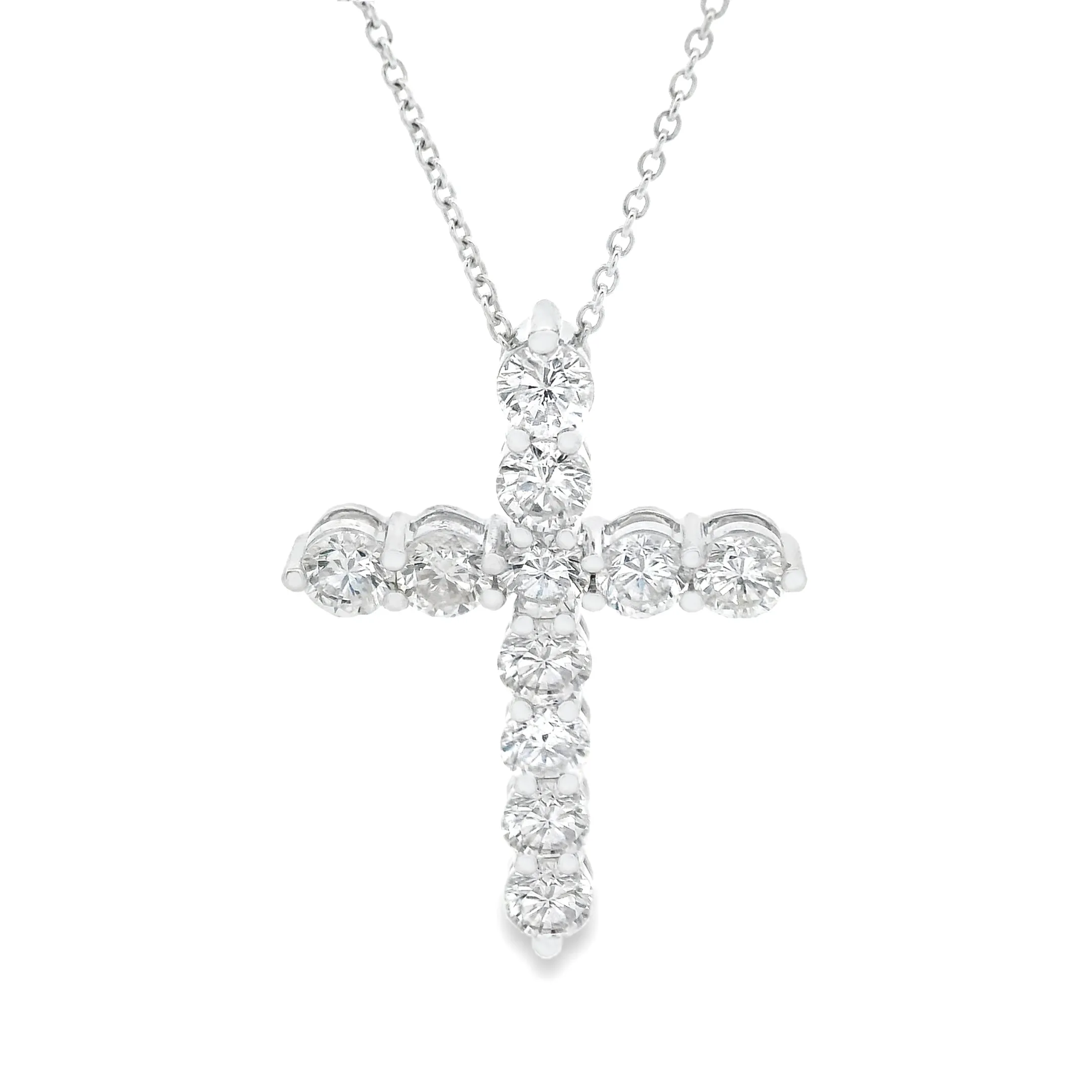 2.97ct 18k White Gold Large Diamond Cross & Chain